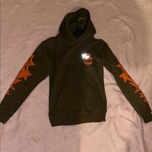 Men's Brown Hoodie with Orange Accents
